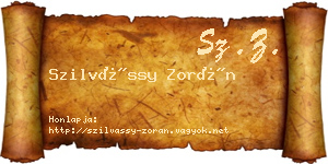 Szilvássy Zorán névjegykártya